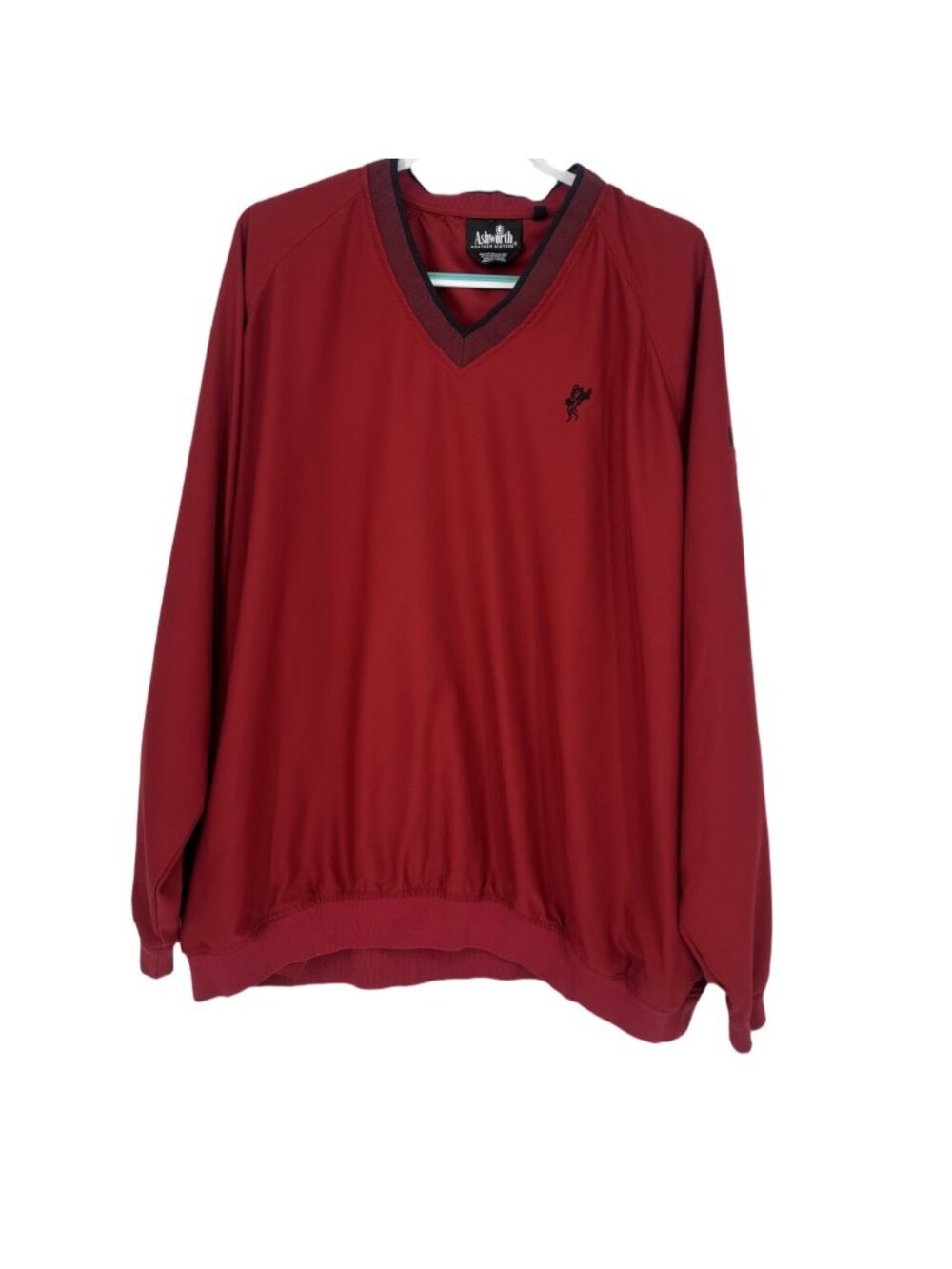 Ashworth Jacket 2XL Red V-Neck Golf Windshirt Long Sleeve Pullover Activewear